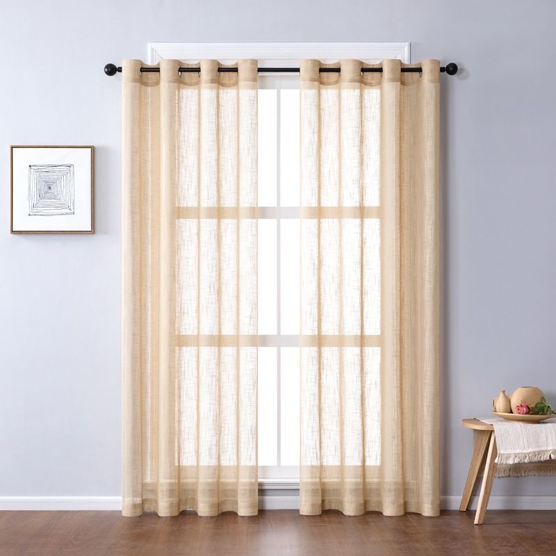 Strukturierte Voile-Vorhänge – Waffelgewebe aus Polyester, lichtfilternd und sanfter Sichtschutz für moderne Wohn- und Schlafzimmer_voghion.com