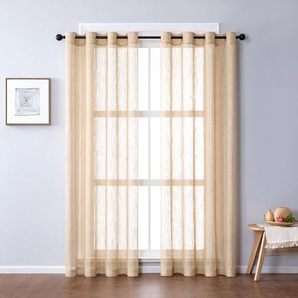 Strukturierte Voile-Vorhänge – Waffelgewebe aus Polyester, lichtfilternd und sanfter Sichtschutz für moderne Wohn- und Schlafzimmer_voghion.com