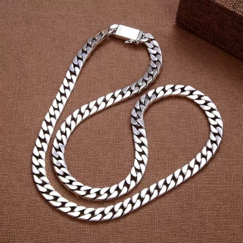 Silber Sterling Kubanische Halskette INS Herrenmode Vielseitig Unisex Koreanischer Stil Persönlichkeit Hip Hop Dicke Fette Kette_voghion.com