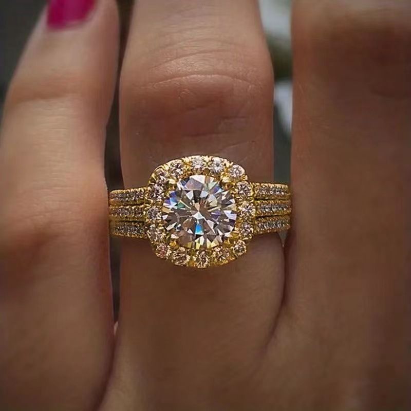 Neuer Stil Mikrogepflasterter Voller Luxuriöser Verlobungsring für Frauen Luxus Diamantring Ersatz_voghion.com