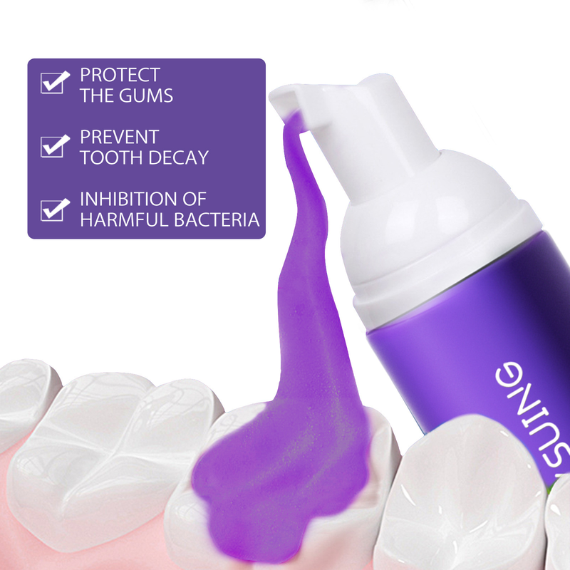 White Jaysuing Brightening Teeth Mousse Toothpaste Cleans tartar, stains, bad breath, Fresh breath, and Caring for_voghion.com