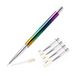 1 Set with Replaceable 5 Head 9/11/14/20mm Nail Art Liner Brush Acrylic UV Gel French Lines Stripes Drawing DIy Nails Pen Tools_voghion.com