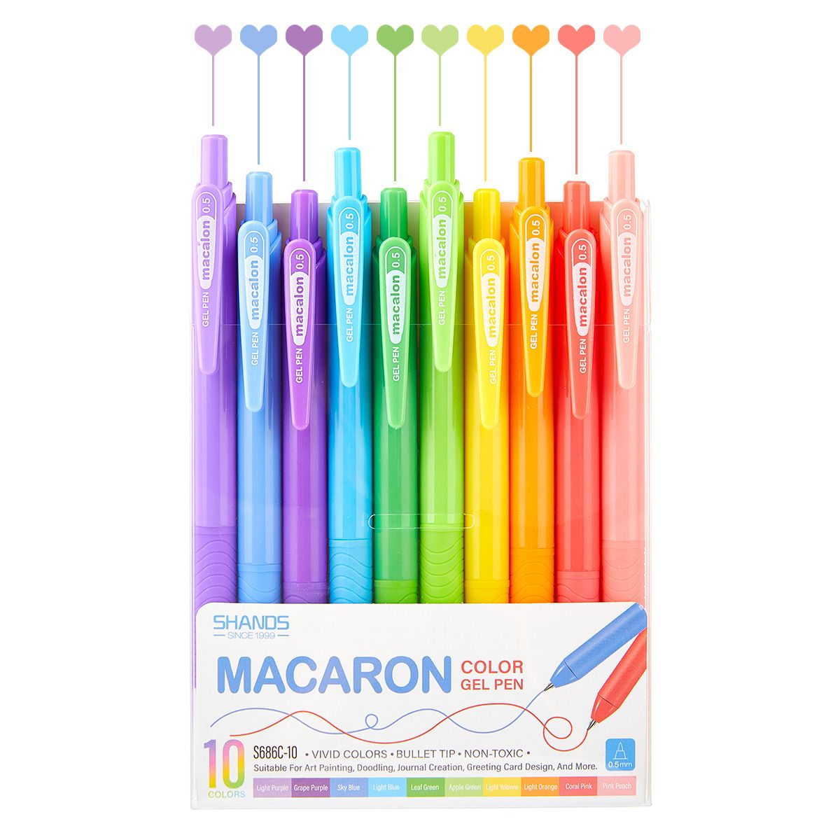 S686 10-Color Retractable Gel Pens Set - 0.5mm Fine Tip, Quick-Dry Ink For Note Taking, Journaling, Drawing & School Supplies (Assorted Colors)_voghion.com