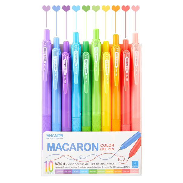 S686 10-Color Retractable Gel Pens Set - 0.5mm Fine Tip, Quick-Dry Ink For Note Taking, Journaling, Drawing & School Supplies (Assorted Colors)_voghion.com