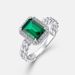 Geometric Cultivated Emerald Light Luxury Ring Female S925 Full Inlaid Colored Gem Twist Finger Ring Retro_voghion.com