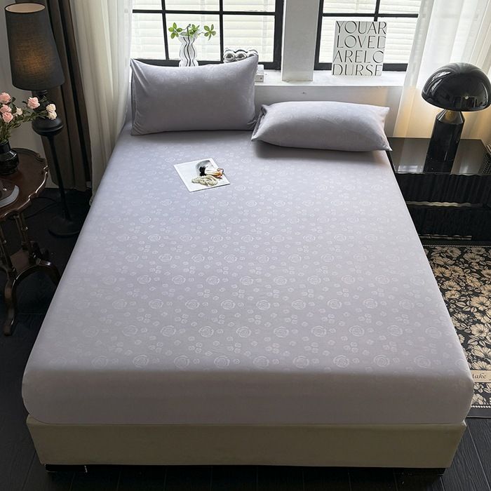 Parure de lit 3 pièces en flanelle gaufrée ultra douce et brossée, drap-housse et taies d'oreiller, Queen size et King size, hypoallergénique, respirant et infroissable._voghion.com