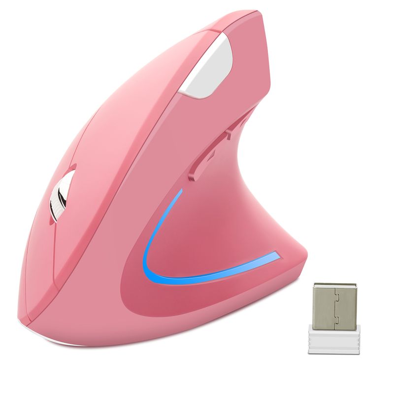 Pink Wireless Vertical Mouse Lightweight LED 800/1200/1600 DPI Adjustable Ergonomic Mice Wrist Protection For PC Computer Laptop_voghion.com
