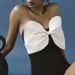 Women's Black & White Tube Top One-Piece Swimsuit With Bow - Stylish Bathing Suit For Women_voghion.com