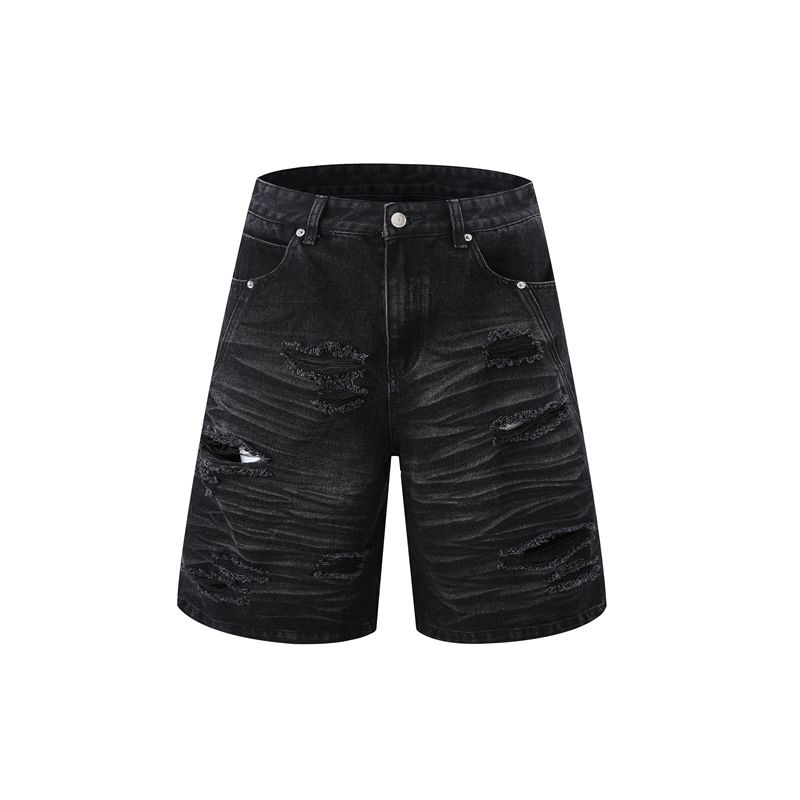 Traje vaquero retro desgastado, sucio, roto, deconstruido, con hombreras, para hombre y mujer, estilo urbano._voghion.com