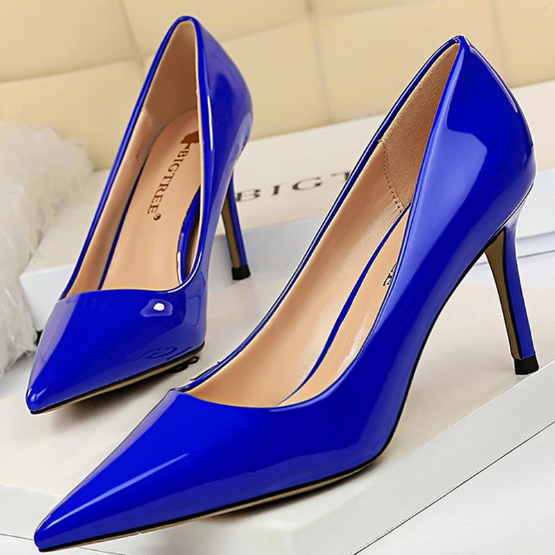 BIGTREE Shoes Glossy Patent Leather Women's Pumps Professional OL High Heels Stiletto Ladies Shoes Plus Size 43 All-match Heels_voghion.com