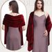 Modischer Damenschal in Burgunderrot, Samt, Seidenschal, Mehrzweck-Langschal, Kleid, Cheongsam mit kleinem Schal außen_voghion.com