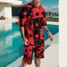 2023 Summer Mesh Set for Men's Trendy Casual Beach Style 3D Digital Printed T-shirt and Shorts_voghion.com
