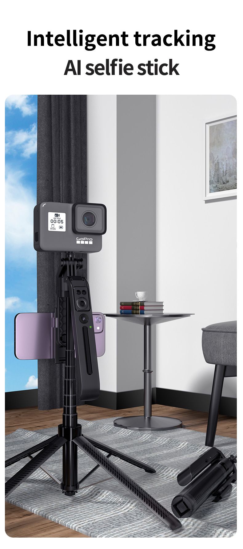 Face Follow-up Artifact Gimbal Selfie Stick High Definition Remote Control Pocket Vertical Shot Travel_voghion.com