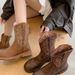 Stivali da equitazione Melard Brown ricamati Western Cowboy per donna Estate 2025 Nuovo stile Chic Comodi Tacco Piatto_voghion.com