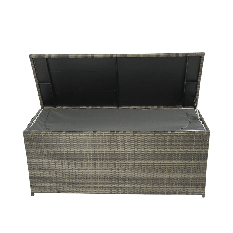 Outdoor Storage Box, 113 Gallon Wicker Patio Deck Boxes With Lid, Outdoor Cushion Storage For Kids Toys, Pillows, Towel Grey Wicker_voghion.com