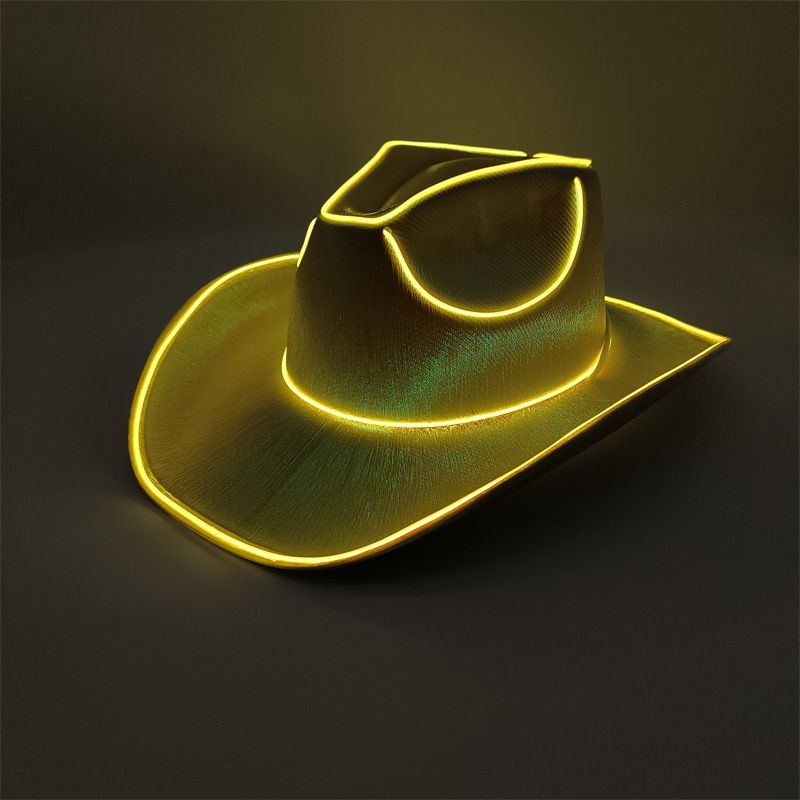 Party Masks EL Wire Light Up Cowboy Hat Glowing Western Hat With Color Changing LED Trim For Christmas Parties Rodeo Events_voghion.com