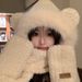 Winter New Women's Plush Hat Scarf Gloves Outdoor Thickened Cycling Warm Three-Piece Set_voghion.com