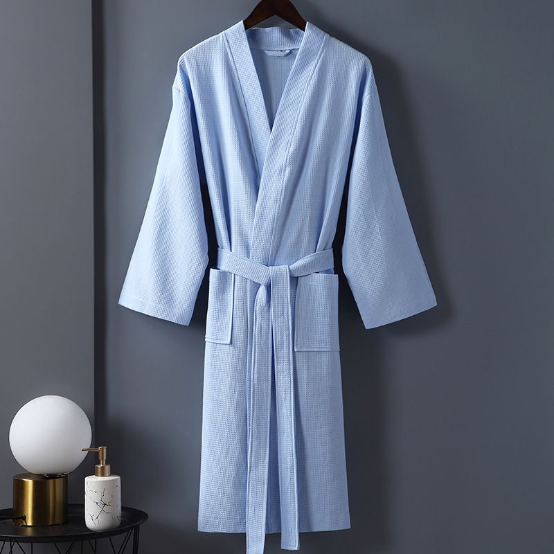 Summer Bathrobe Hotel Thin Cotton Waffle Bathrobe Couple Robe Wholesale Cotton Summer Bathrobe Simple_voghion.com