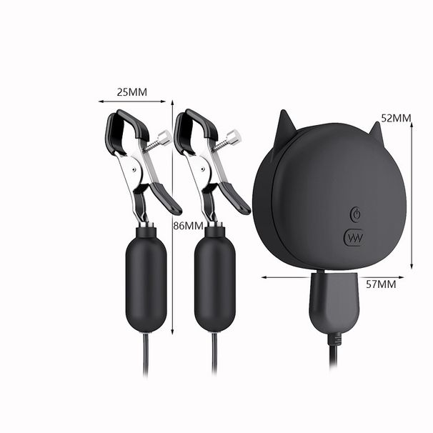 Jiuba Rechargeable Double Peaks Clitoris Three Point Tongue Licking Breast Clamp Vibration Breast Massage Female Masturbator_voghion.com