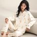 Damen Nachtwäsche 2024 Neue Frühjahrs- und Herbstsaison Reine Baumwolle Langarm Niedlicher dünner Stil Übergröße Heimanzug Set Kann_voghion.com