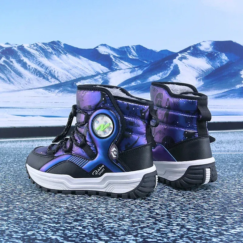Children's Snow Boots Thickened Veet Boys and Girls Outdoor Non-slip Steel Claw Hiking Waterproof Child Casual Warm Boot_voghion.com
