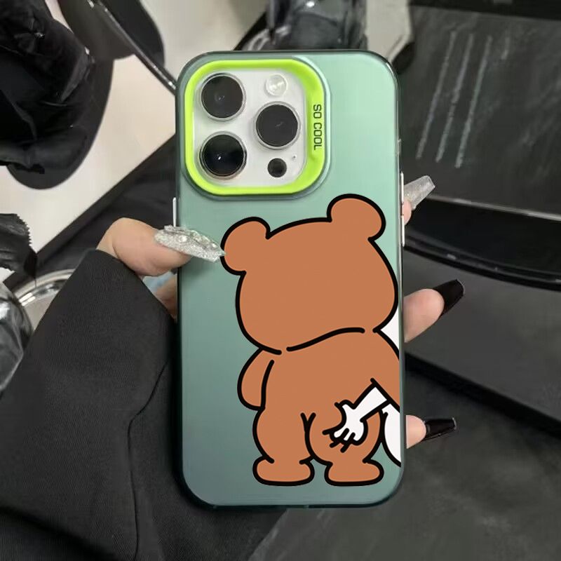 Schattig Konijnenbeer Koppel Ontwerp TPU Basic Telefoonhoesje Voor iPhone 16 15 Pro Max 14 13 12 11 XS X XR 7 8 16 Plus SE Matte Harde Hoes_voghion.com