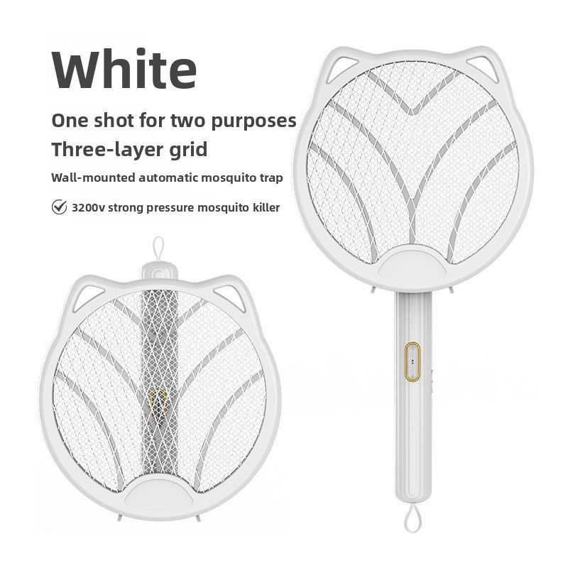 Cat Ear Foldable 4-in-1 Household Multifunctional Swatter USB Rechargeable Electric Shock Mosquito Killer_voghion.com