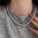Silver Ni Style Necklace For Women, Light Luxury Niche Long Sweater Collarbone Chain, Simple Gray Pearl Choker Trend_voghion.com
