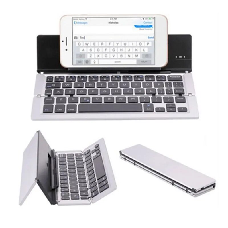 Portable Mini Wireless Bluetooth-compatible Folding Keyboard Aluminum Alloy Foldable Keypad_voghion.com