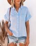 Camicia da donna in cotone e lino caldo, manica corta, con risvolto e fodera con bottoni_voghion.com