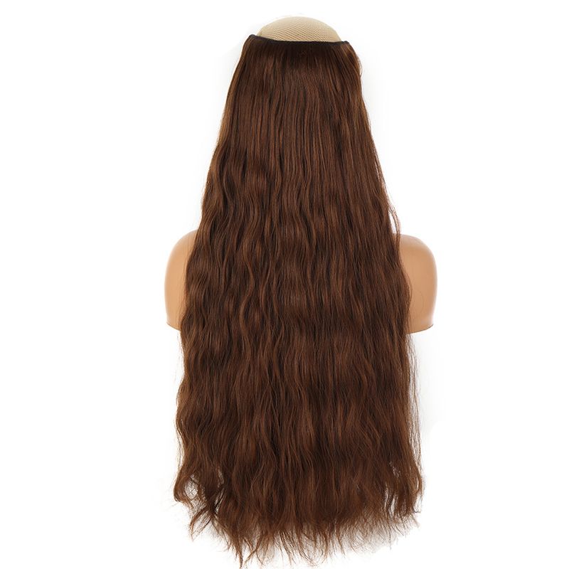 Parrucca ondulata a forma di V Parrucca da donna Extension per capelli Imbottitura per capelli retrattile Un pezzo di capelli a 4 clip_voghion.com