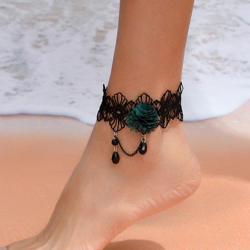 Geometric Creative Lace Flower Anklet For Women Ins Trendy Personality Hollow Body Chain_voghion.com