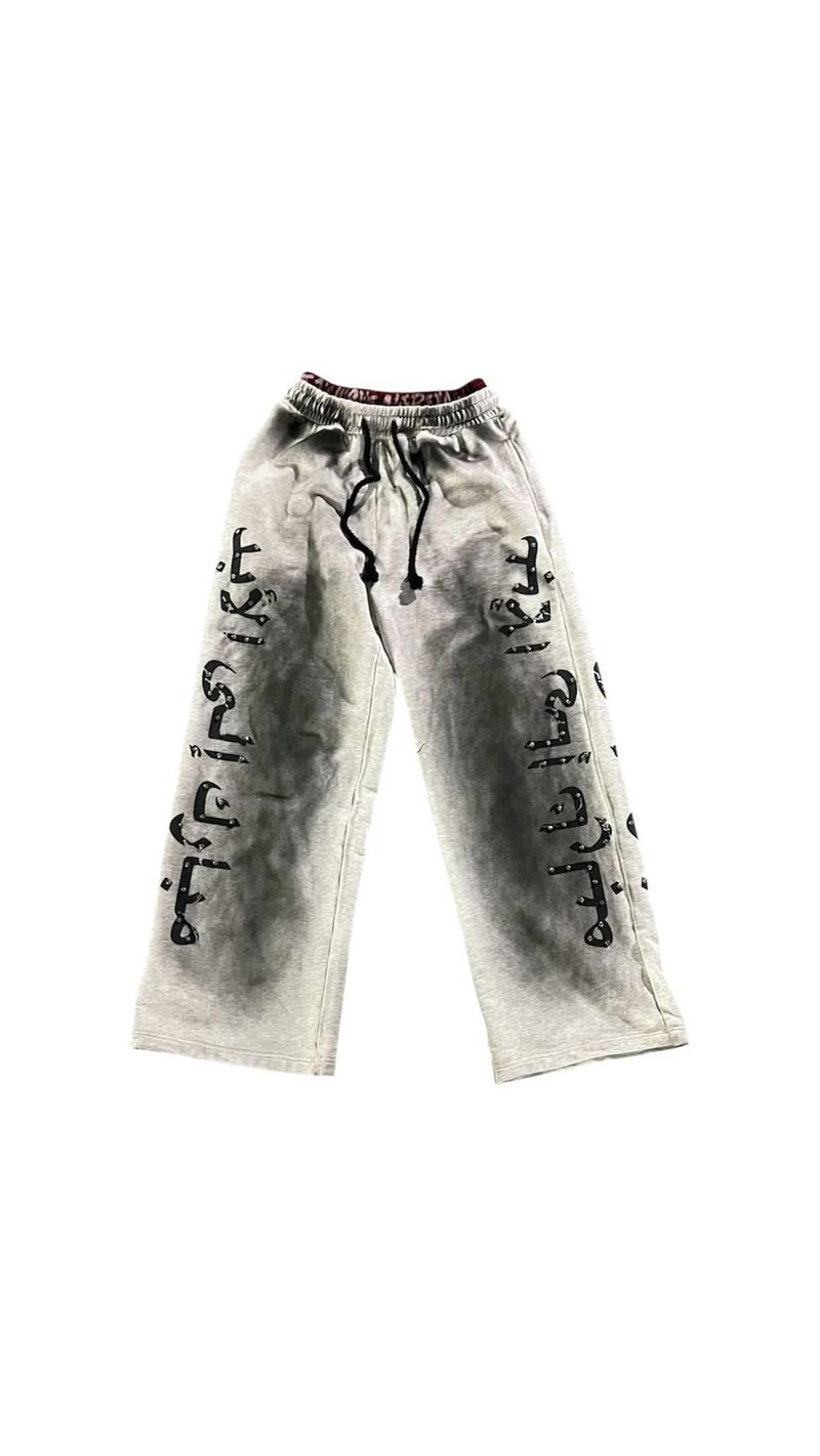 Men's Clothing Straight Trousers Niche Trendy Letter Printing Retro Style Street Fashion_voghion.com