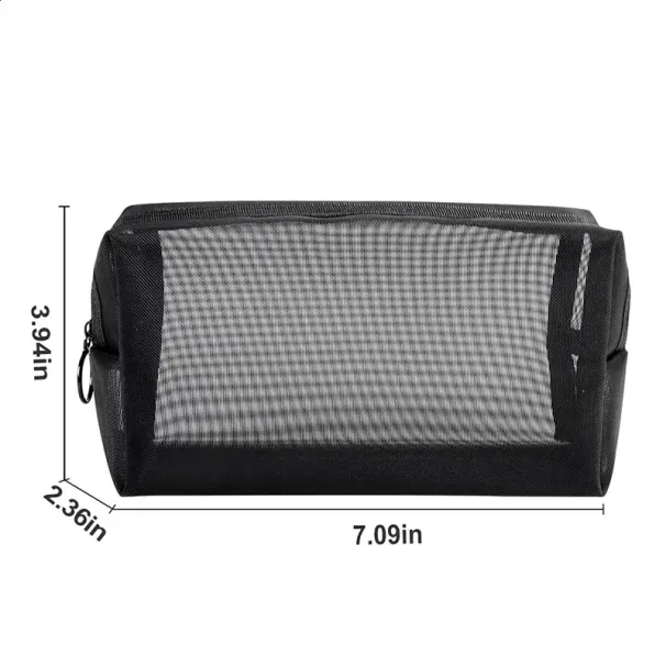 3dílná černá dámská kosmetická taška ze síťoviny, úložný organizér na kosmetiku, tužku, cestovní štětec, toaletní potřeby, make-up, pouzdro 240827_voghion.com