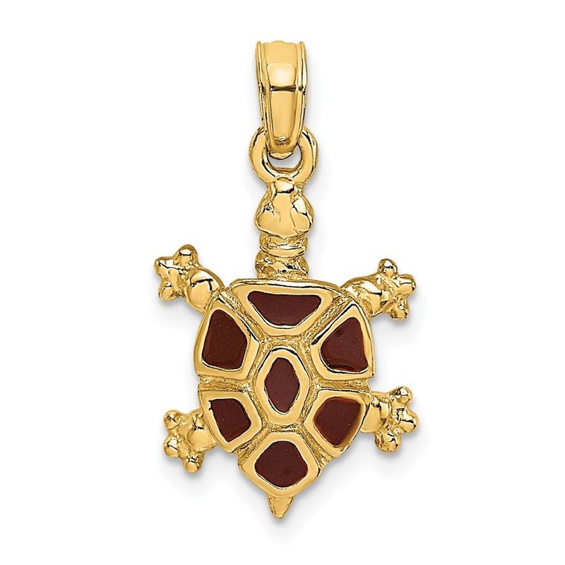 14K With Brown Enamel Land Turtle Charm_voghion.com