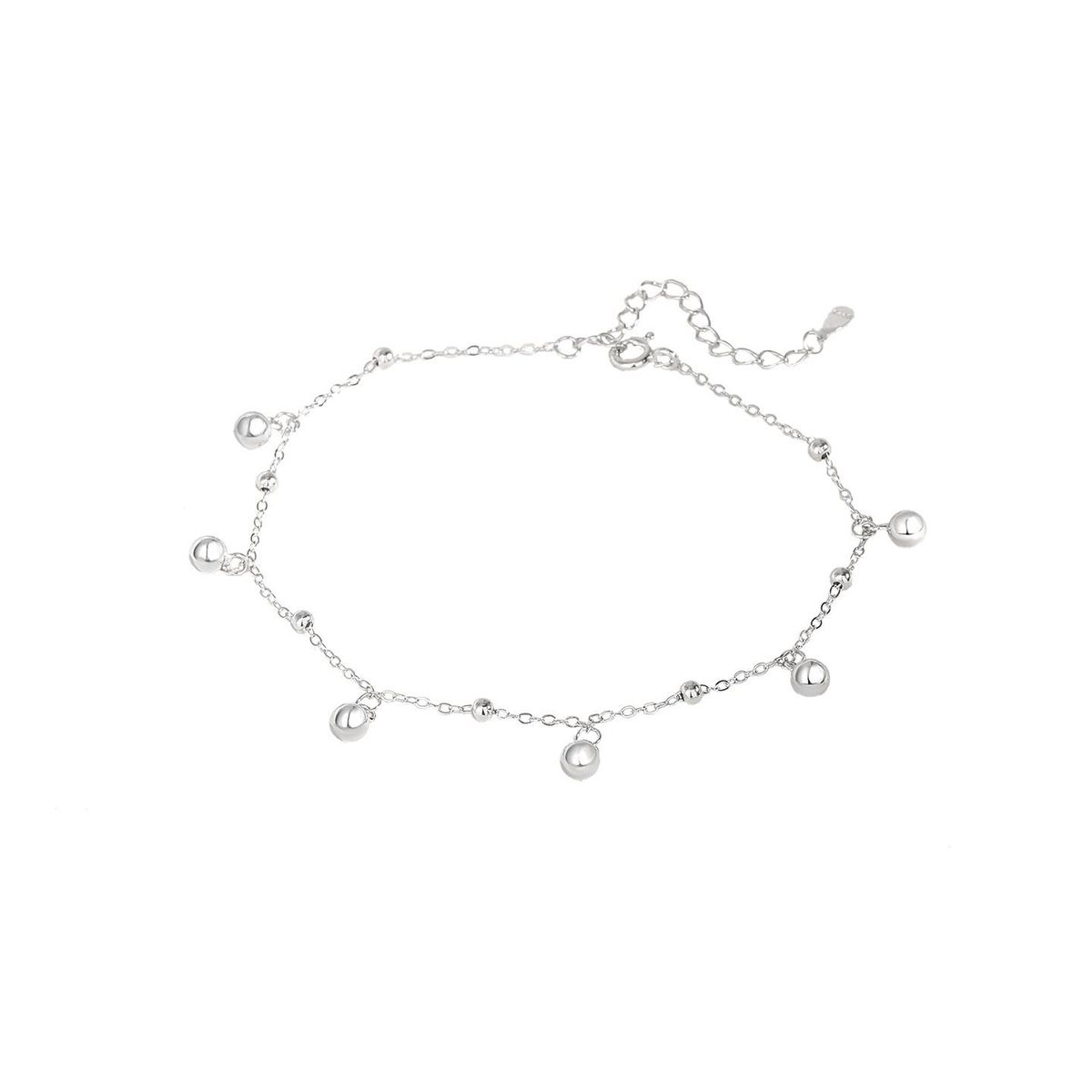 Cavigliera da donna in argento puro, ciondolo liscio e semplice alla moda, perlina rotonda, gioiello da spiaggia per i piedi, regalo estivo per la migliore amica_voghion.com