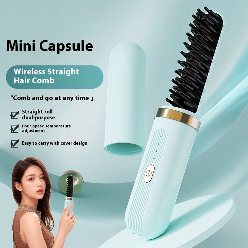Plancha de pelo inalámbrica para uso doméstico, rizador, voluminizador, no iónico, peine eléctrico de larga duración._voghion.com