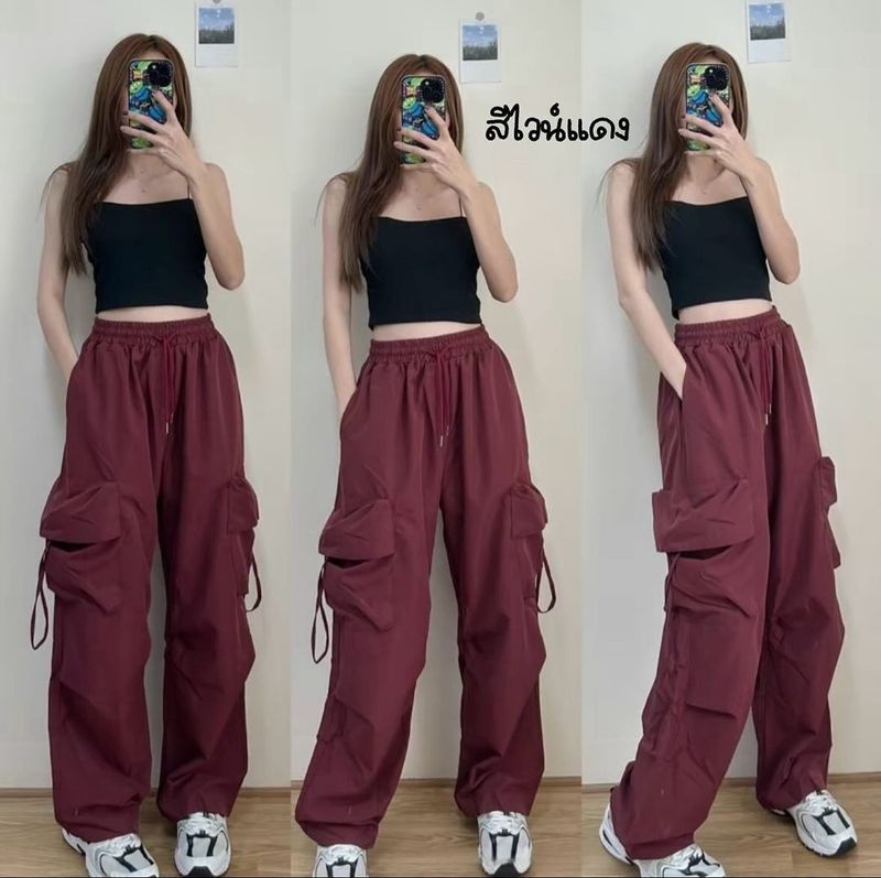 Streetwear Cargo Pants For Women - Oversized Straight-Leg Joggers, Retro High Waist Casual Trousers With Pockets, Unisex Baggy Pants_voghion.com