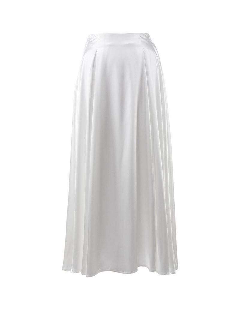 Eleganter Midirock aus Satin mit hoher Taille für Damen – A-Linien-Herbstrock mit weichem Stretch_voghion.com
