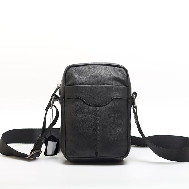 Korean Version Of The Men's Business Leather Soft Surface Zipper Small Square Cell Phone Crossbody Bag 2025 Fall And Winter New_voghion.com