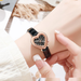 Individualized heart-shape design, suitable for middle and high school students girls exam special cute preppy small fresh pointer quartz watch_voghion.com