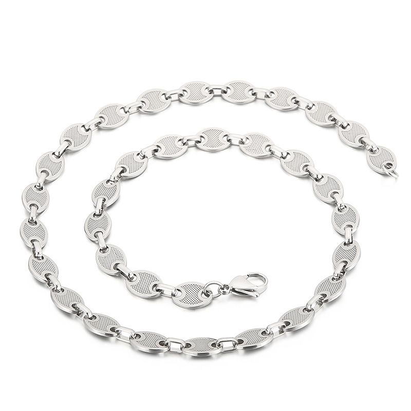 Collana da donna in acciaio al titanio, semplice e di tendenza, con chicco di caffè, naso di maiale, in acciaio inossidabile e oro, in titanio._voghion.com