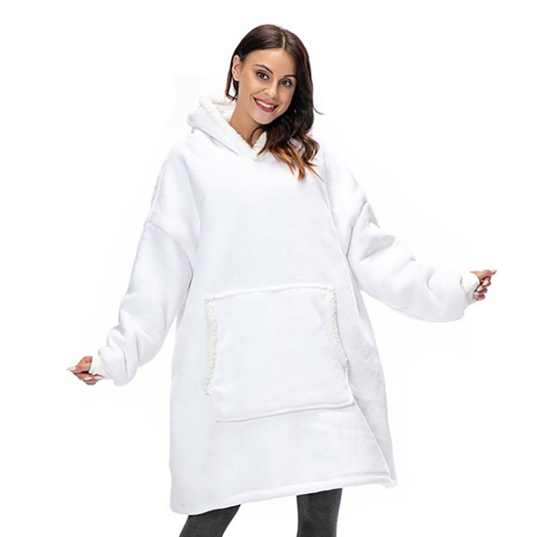 Pyjama de noël à capuche pour femmes, chemise de nuit, sweat-shirt sherpa, couverture TV, couverture à capuche, personne paresseuse_voghion.com