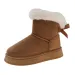 Fleece Lined And Thickened Snow Boots With Slip On Design 2025 Winter New Style Thick Sole Furry Opening Bow Knot Warm_voghion.com