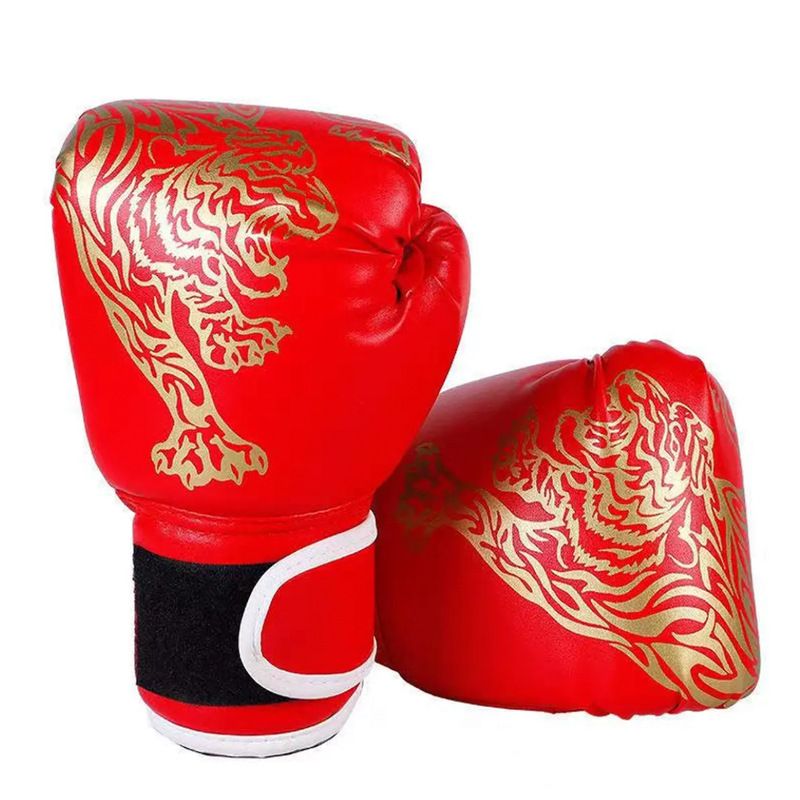 New Red Flame Tiger Fighter King for Adult and Children Sanda Taekwondo Training Gloves Boxing Set_voghion.com