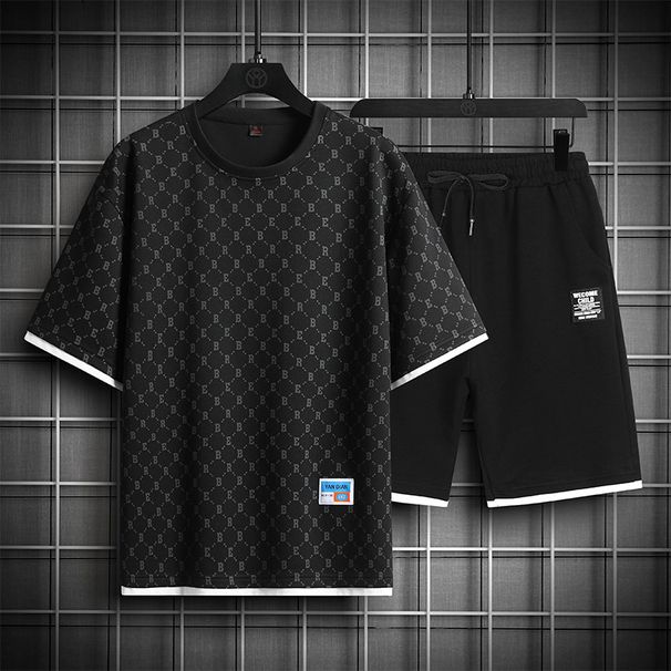 Herretøj Sportshorts Fuldt print Enkelt afslappet Alsidigt jakkesæt i to dele_voghion.com