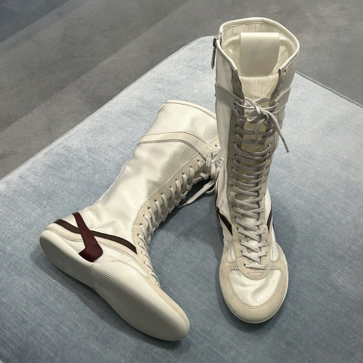 Women Boxing Boots ~Summer New Lightweight Soft Sole Martin Boots For Women, German Training Boxing Patchwork Lace-Up Long Boots, Trendy_voghion.com