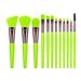 12 PCs Makeup Brushes Set Fluorescent Green Beauty Tools Powder Foundation Eyeshadow Mascara Brush_voghion.com