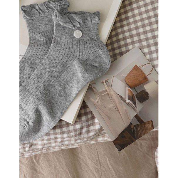 mouth Women's Small Mid-calf Socks, Summer Thin Mesh Korean Liner Windbreaker Button Breathable Socks_voghion.com