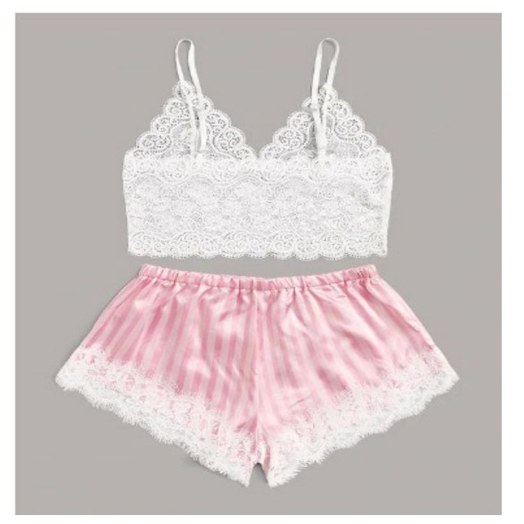 Lace & Stripes Seduction Set – Plus-Size Sleepwear With Matching Bra (S-XL)_voghion.com